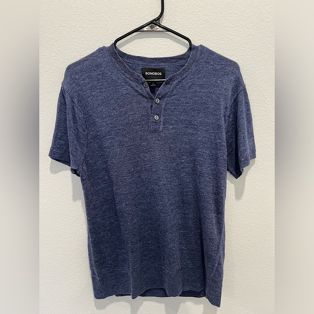 Bonobos Linen Henley Shirt Men’s M Slim Fit